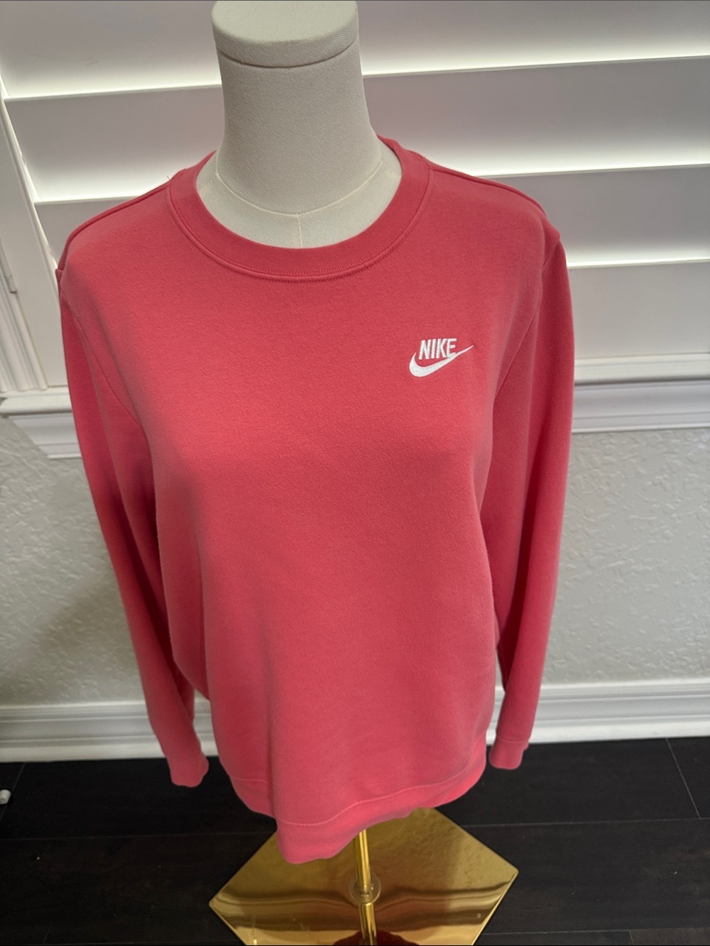 Nike Women's Coral Pink Crew Sweatshirt with White Logo